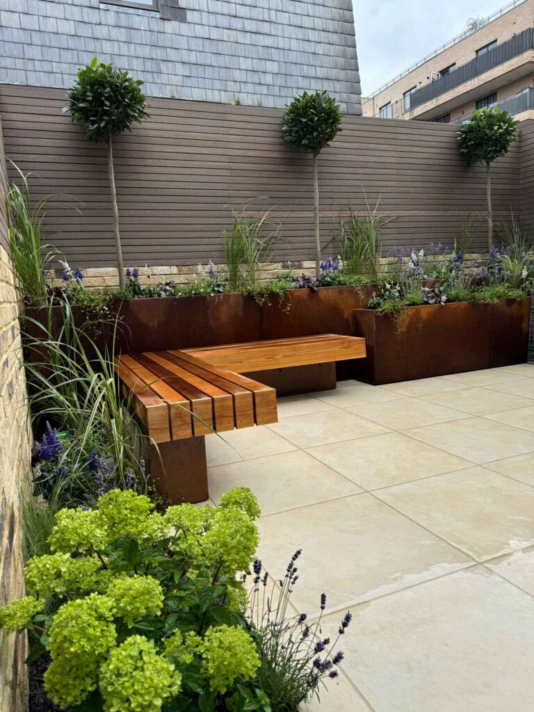 After image of the courtyard garden, fully landscaped.