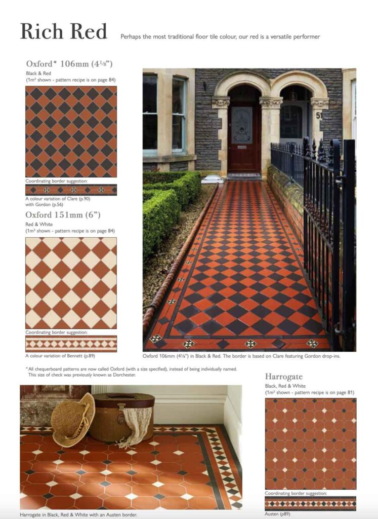 Victorian tile designs from a brochure