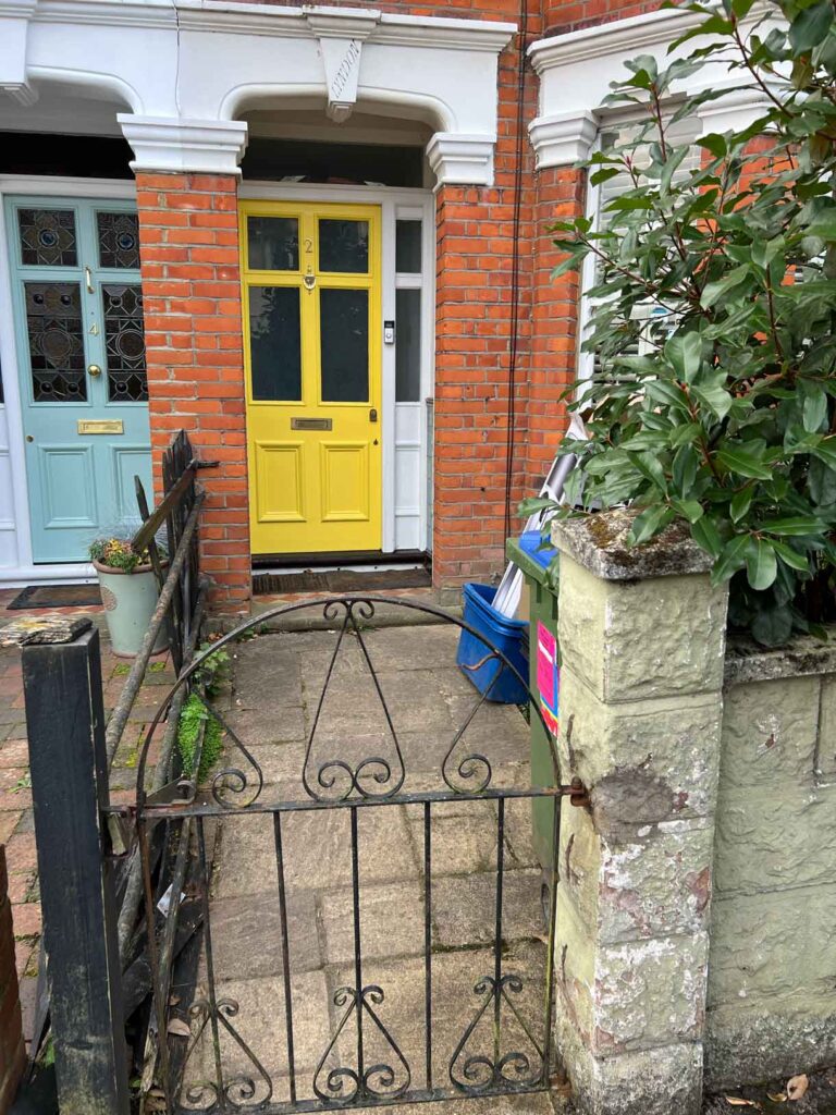 The process of laying a victorian path showing the site before