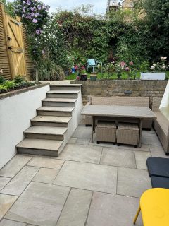 Before and after shots of this 2 tiered basement garden and ground level garden in St Margarets, London. 

The steps were reduced and reconfigured to allow more space for the new garden furniture. Indian sandstone was laid as a project pack to break up the space and introduce different colour tones. We re-rendered the walls with k-rend which were in a bad state. 

We installed new fencing for privacy and a gate for security and the usual grass renovation after years of compaction and poor soil quality.

Our team also installed lights around both gardens, hiding the infrastructure for this during the early phase of the project. 

We’re not the cheapest out there and for good reason. We do things properly, built to last, and the correct way to start with. 💪 Your garden. Our passion. 
.
.
.
#stmargarets #twickenham #basementgarden