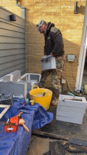 Building a custom built BBQ…with thermalite blocks and adhesive. The blocks will be painted with a tanking preserve and clad with a thin 3mm tile…watch this space for more…