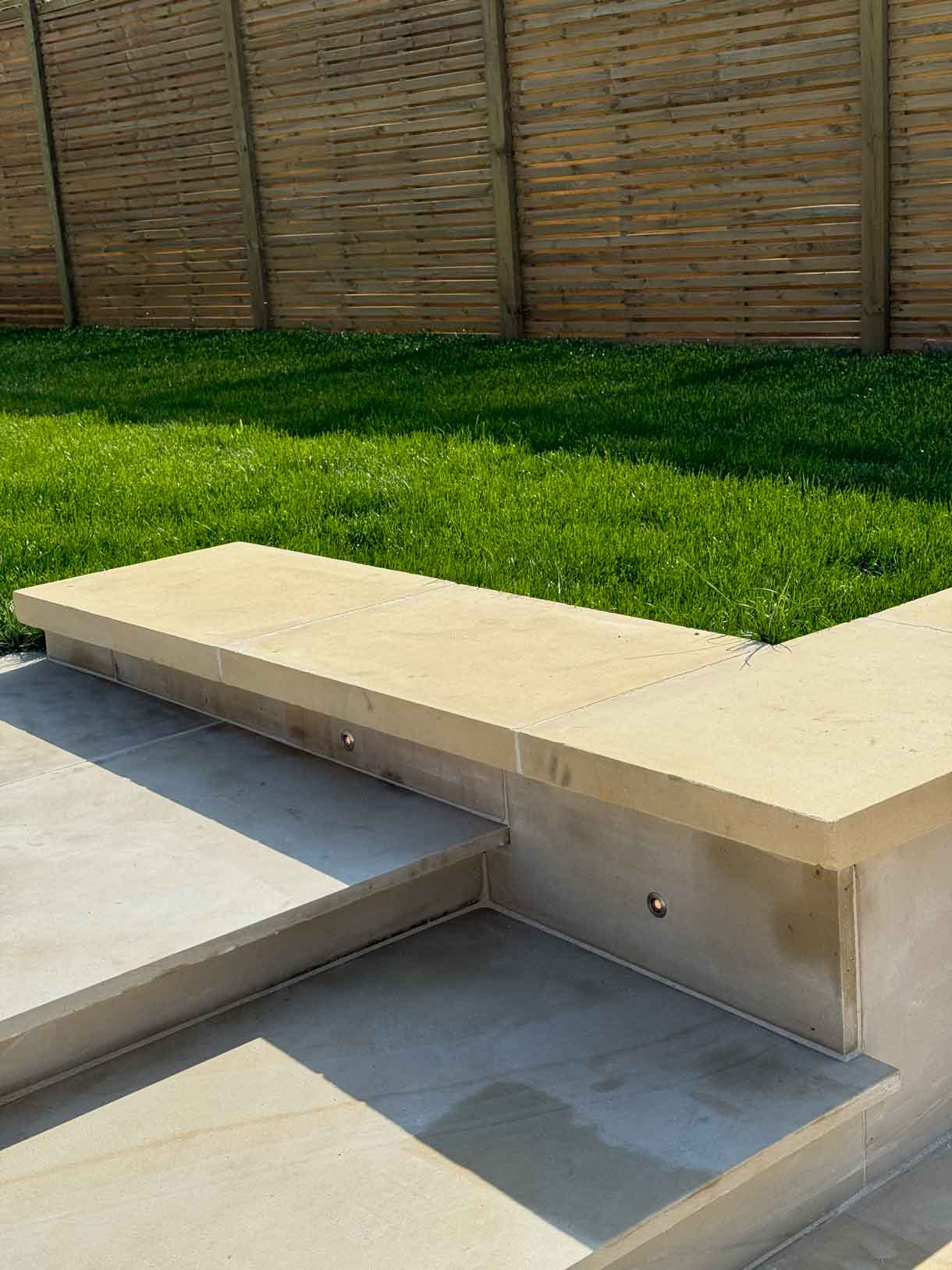 A landscaped wall in a garden in Surrey